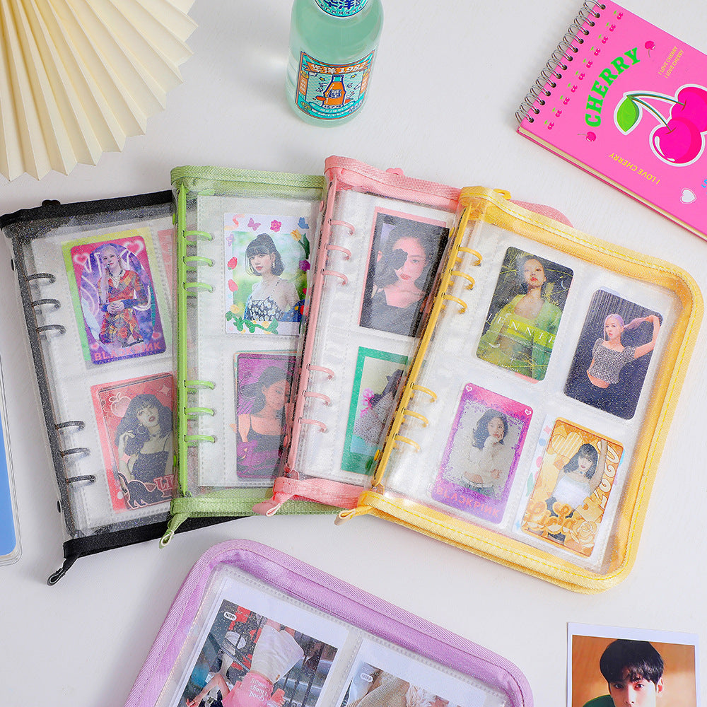 PHOTOCARD HOLDERS GLITTER BINDER A5 + 20 DOUBLE-SIDED PLASTIC SHEETS WITH 8 POCKETS EACH